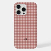 テラコッタ ギンガム モノグラム ママ 祖母 イニシャル iPhoneケース (裏面)