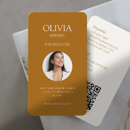 テラコッタ&クリーミーアイボリー写真ソーシャルQRコード 名刺