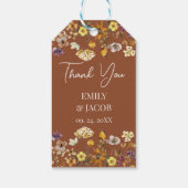 テラコッタ&クリームワイルドフラワーボホ結婚ズ ギフトタグ (裏面)