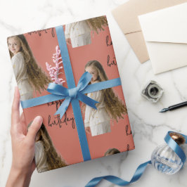テラコッタ クレイ & カスタムの誕生日メッセージと写真 - ラッピングペーパー
