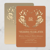 テラコッタ クレスト モノグラム 結婚式招待状 招待状 (正面/裏面)