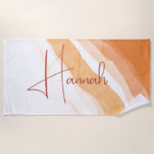 テラコッタ |グラデーションビーチサンドモノグラム ビーチタオル (正面)