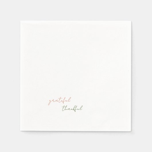 テラコッタ&グリーンスクリプト感謝の気持ち スタンダードカクテルナプキン (正面)