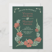 テラコッタ&グリーン職人フローラ結婚ズ 招待状 (正面)