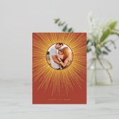 テラコッタ＆ゴールドのサンburstフレーム クリスマス写真 箔シーズンポストカード (立ち正面)