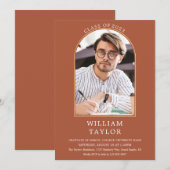 テラコッタ ゴールド アーチ フォト 卒業パーティー 招待状 (正面/裏面)