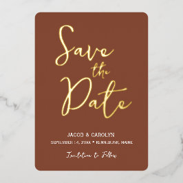 テラコッタ ゴールド ウェディング Save the Date 箔招待状