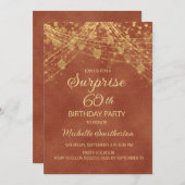 テラコッタ ゴールド ストリング ライト サプライズ 60歳 招待状 (正面/裏面)