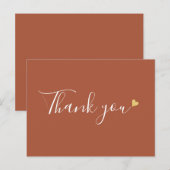 テラコッタ ゴールド ハート スクリプト ビジネス サンクス ポストカード (正面/裏面)