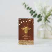 テラコッタ ゴールド ラメ 蜂 ミツバチ 養蜂家 名刺 (スタンド正面)