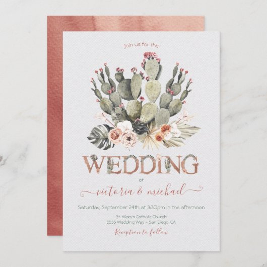 テラコッタ&サボス結婚式招待状 招待状 (正面/裏面)