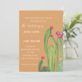 テラコッタ サボテン 砂漠 メキシコ 水彩 結婚式 招待状 (スタンド正面)