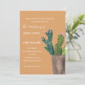 テラコッタ サボテン 砂漠 メキシコ 水彩 結婚式 招待状 (スタンド正面)