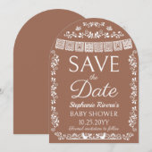 テラコッタ シエリート・リンド ベビーシャワー Save the Date 招待状 (正面/裏面)