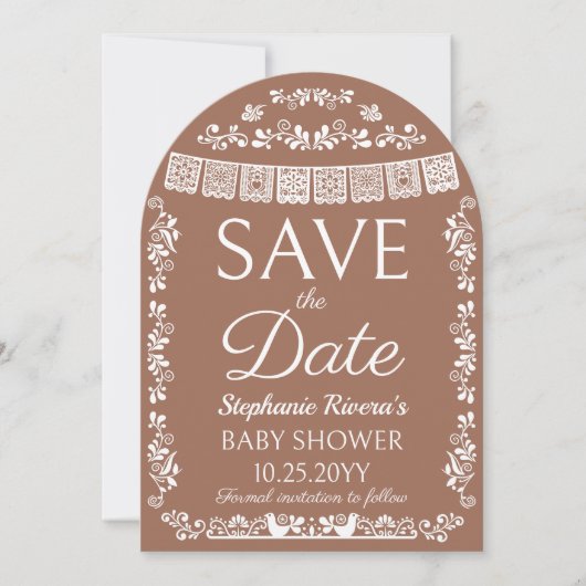 テラコッタ シエリート・リンド ベビーシャワー Save the Date 招待状 (正面)