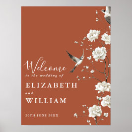 テラコッタ シノワズリー フラワーズ ウェディング ウェルカム サイン