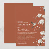 テラコッタ シノワズリー フラワー ガーデン ウェディング 招待状 (正面/裏面)