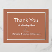 テラコッタ シンプル ウェディング サンクス 箔招待状ポストカード (正面)