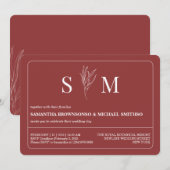 テラコッタ シンプル フラワー ウェディング 招待状 (正面/裏面)