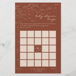 テラコッタ シンプル ベビーシャワー ビンゴゲーム