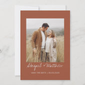 テラコッタ シンプル 手書き Save The Date フォト 招待状 (正面)