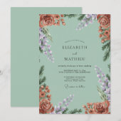 テラコッタ+シーフォーム+ツタの結婚式 招待状 (正面/裏面)