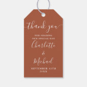 テラコッタ スクリプト サンクス ウェディング ファーバー ギフトタグ (裏面)