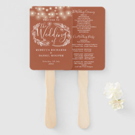 テラコッタ ストリング ライト ウェディング プログラム ハンドファン