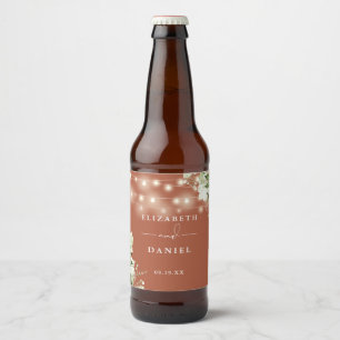 テラコッタ ストリング ライト フラワー グリーン ウェディング ビールラベル