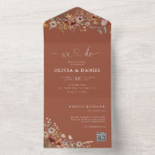 テラコッタ タイニー ワイルドフラワー ウェディング オールインワン招待状 (内側)