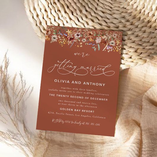 テラコッタ タイニー ワイルドフラワー ウェディング セレモニー 招待状