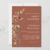 テラコッタ タイニー ワイルドフラワー ウェディング セレモニー 招待状 (正面)