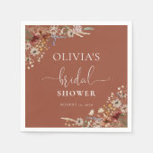 テラコッタ タイニー ワイルドフラワー ブライダル シャワー スタンダードカクテルナプキン (正面)