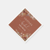 テラコッタ タイニー ワイルドフラワー ブライダル シャワー スタンダードカクテルナプキン (角)