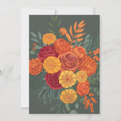 テラコッタ ティール ボヘミアンフォール フラワーボーダー 招待状 (裏面)