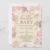 テラコッタ トロピカル ドライフラワー ベビーシャワー 招待状 (正面)