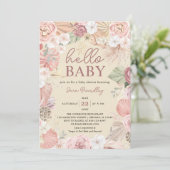 テラコッタ トロピカル ドライフラワー ベビーシャワー 招待状 (スタンド正面)