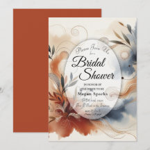 テラコッタ トワイライト & ネイビー ブルームズ ブライダル シャワー