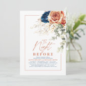 テラコッタ&ネイビーブルーフローラリハーサルディナー 招待状 (スタンド正面)