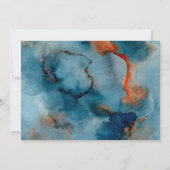 テラコッタ ネイビーブルー フローラル リハーサル ディナー 招待状 (裏面)