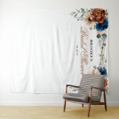 テラコッタ ネイビーブルー ブライダルシャワーの写真用背景 タペストリー (インサイチュ(横))