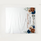 テラコッタ ネイビーブルー ブライダルシャワーの写真用背景 タペストリー (正面(横))