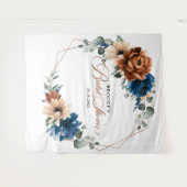 テラコッタ ネイビーブルー 緑の写真撮影用背景 タペストリー (正面(横))