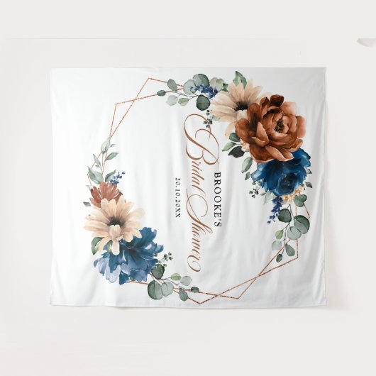 テラコッタ ネイビーブルー 緑の写真撮影用背景 タペストリー (正面(横))