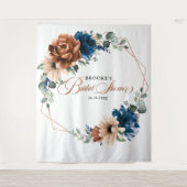 テラコッタ ネイビーブルー 緑の写真撮影用背景 タペストリー (正面)