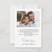 テラコッタ ネイビーブルー 緑の写真 結婚式 サンキューカード (裏面)
