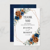 テラコッタ ネイビーブルー 緑 幾何学的な結婚式 サンキューカード (正面/裏面)