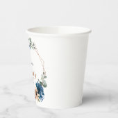 テラコッタ ネイビー グリーン幾何学的な ブライダルシャワー 紙コップ (左)