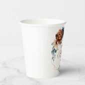 テラコッタ ネイビー グリーン幾何学的な ブライダルシャワー 紙コップ (右)