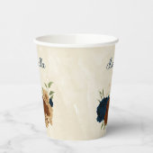 テラコッタ ネイビー フラワー 紙コップ (左)